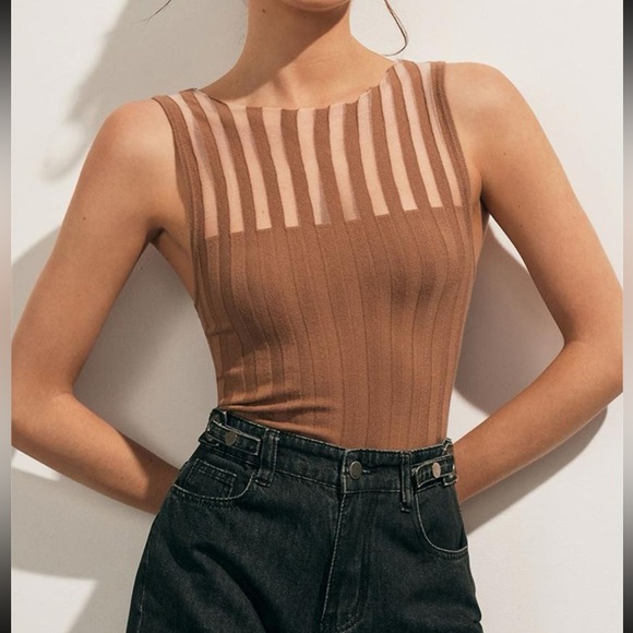 Sheer Ribbed Tank Top - Picture 3 of 8